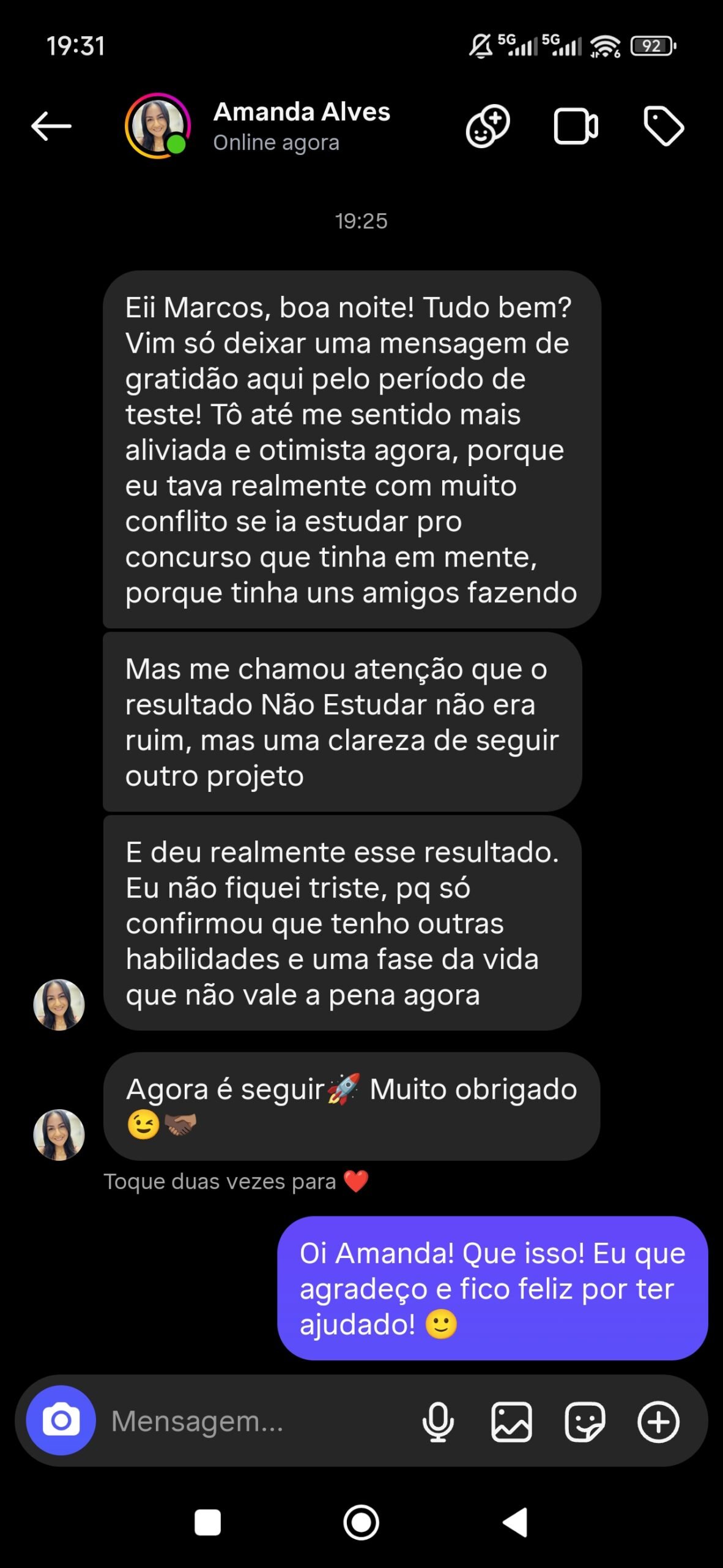 Print de depoimento