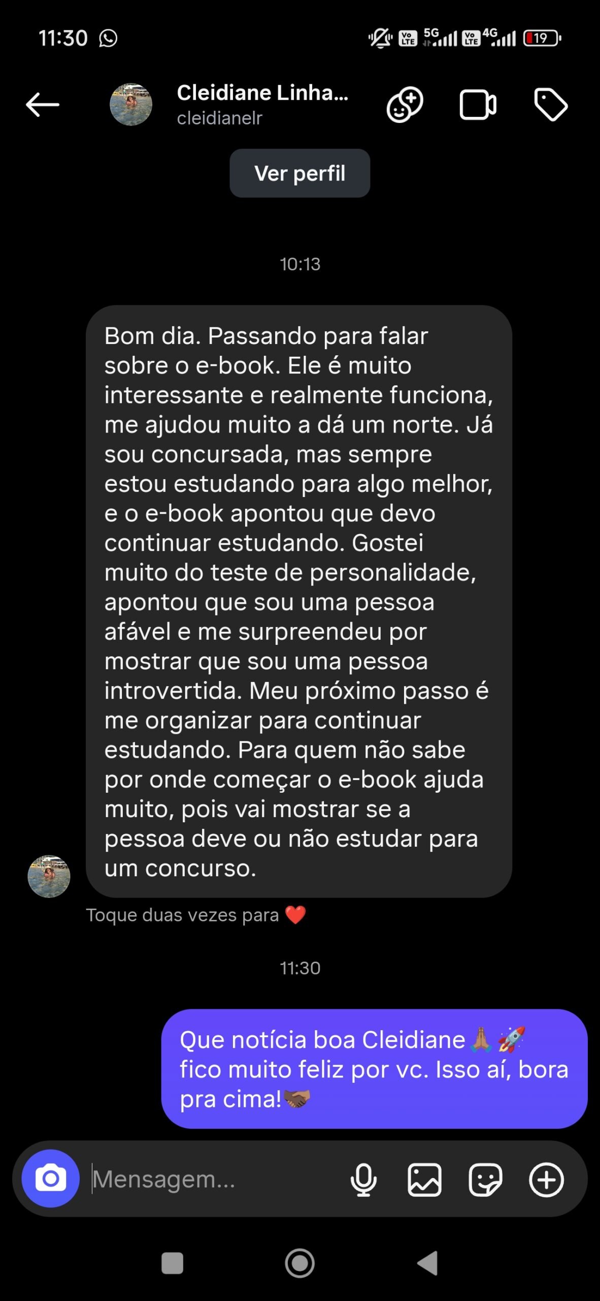 Print de depoimento