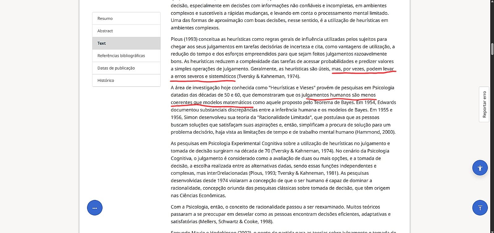 Trecho do corpo do artigo científico